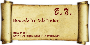 Bodzán Nándor névjegykártya